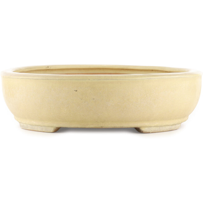 Oval beige  bonsai pot by Shuhou - 500 x 410 x 110 mm