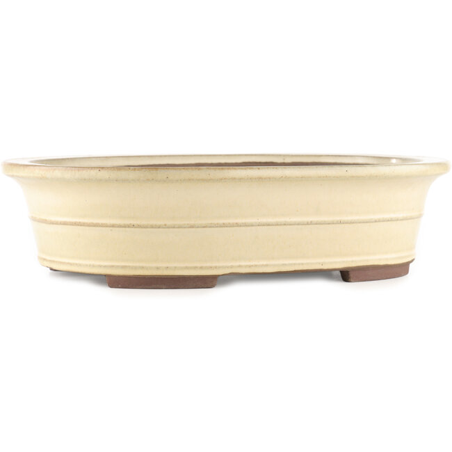 Oval white bonsai pot by Yamaaki - 410 x 320 x 100 mm