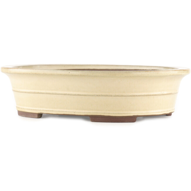 Oval white bonsai pot by Yamaaki - 410 x 320 x 100 mm