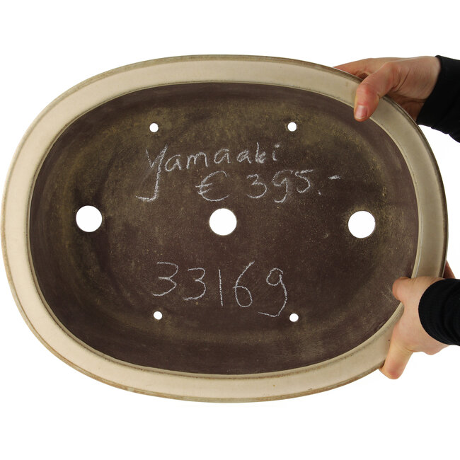 Pot à bonsaï ovale blanc de Yamaaki - 410 x 320 x 100 mm