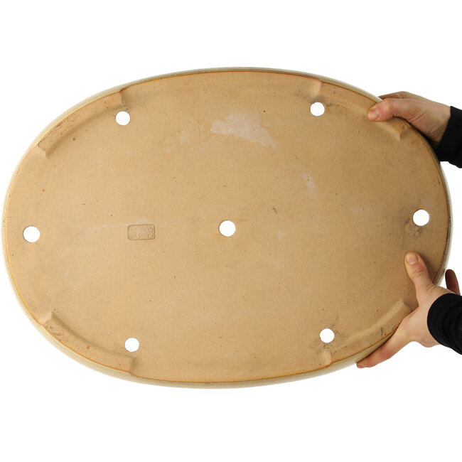 Oval beige  bonsai pot by Reiho - 530 x 370 x 55 mm
