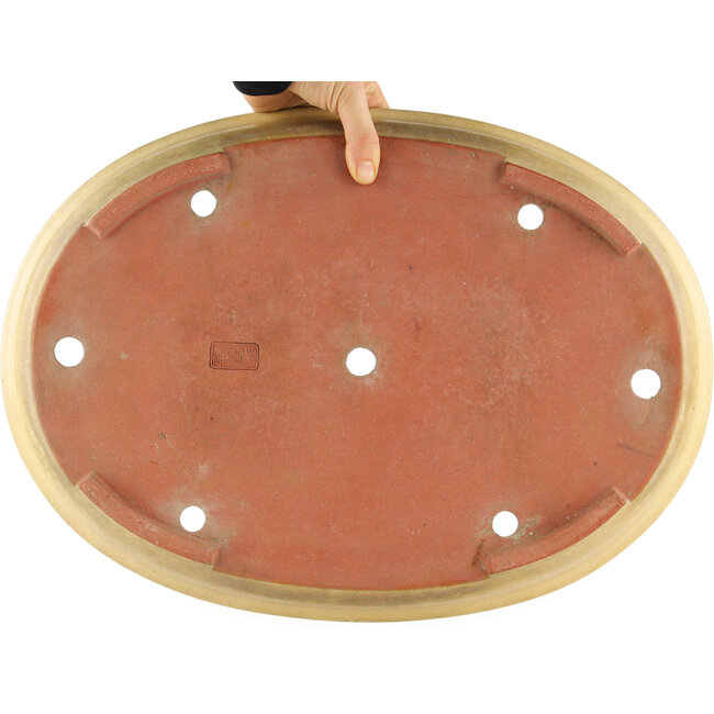 Oval beige  bonsai pot by Reiho - 460 x 330 x 50 mm