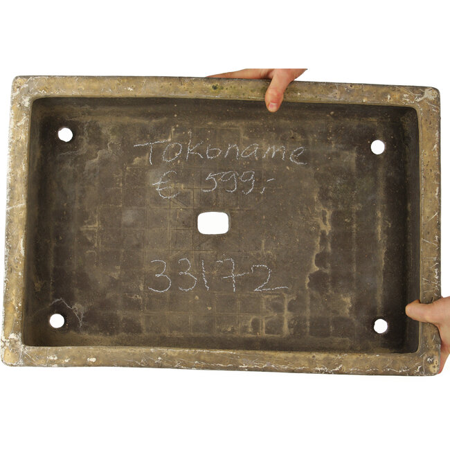 Pot à bonsaï rectangulaire beige de Tokoname - 550 x 390 x 80 mm