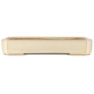  Yamafusa - Takehiko Koie Maceta rectangular blanca para bonsái de 410 mm de Yamafusa, Tokoname, Japón