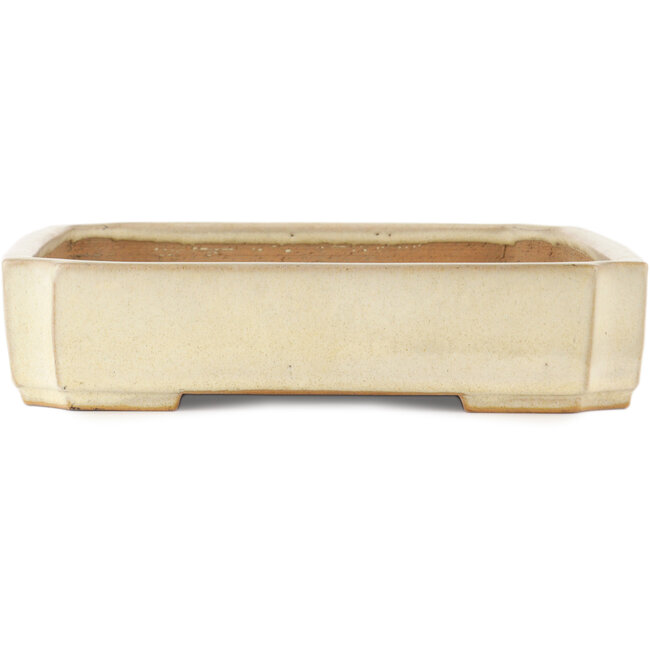 Maceta rectangular blanca para bonsái de Yamafusa - 410 x 305 x 65 mm
