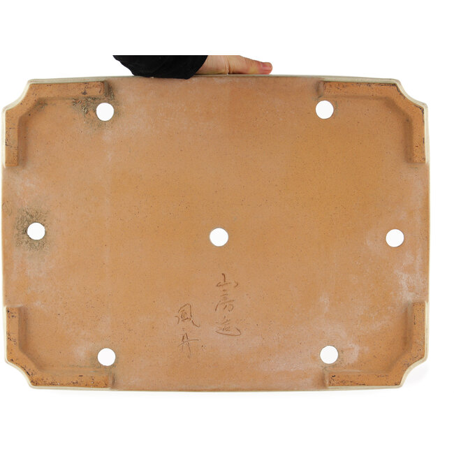 Pot à bonsaï rectangulaire blanc de Yamafusa - 410 x 305 x 65 mm