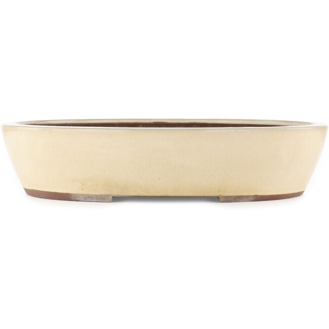 Oval white bonsai pot by Yamaaki - 480 x 400 x 100 mm