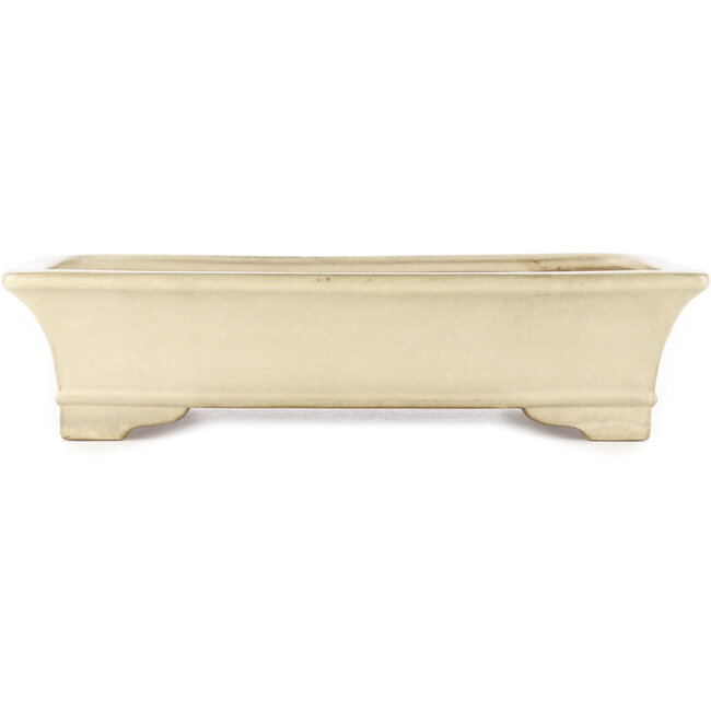 Maceta rectangular para bonsái en color blanco roto de Yamafusa - 410 x 315 x 90 mm