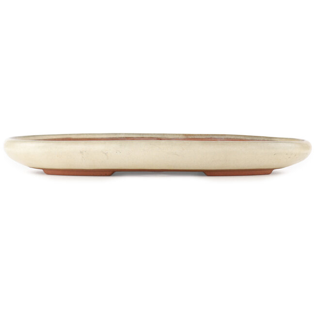 Pot à bonsaï ovale blanc de Yamafusa - 405 x 305 x 40 mm