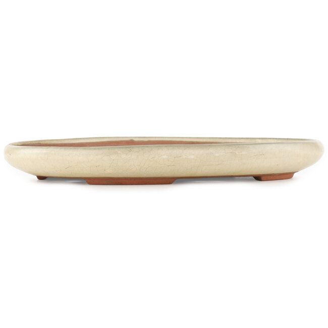 Oval white bonsai pot by Yamafusa - 405 x 305 x 40 mm