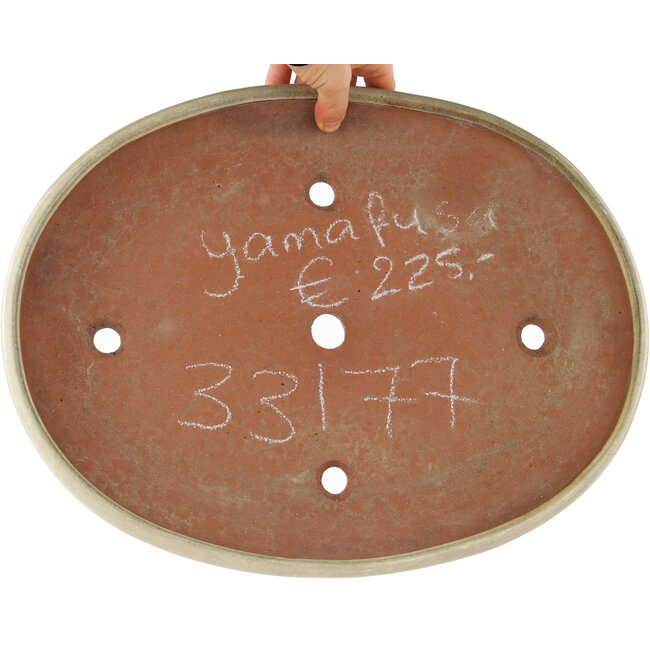 Pot à bonsaï ovale blanc de Yamafusa - 405 x 305 x 40 mm