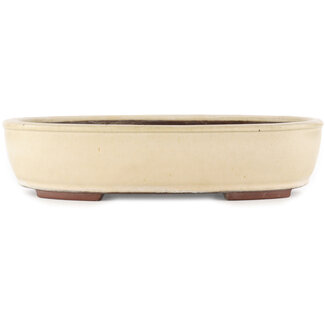 Yamaaki 340 mm oval white bonsai pot by Yamaaki, Tokoname, Japan