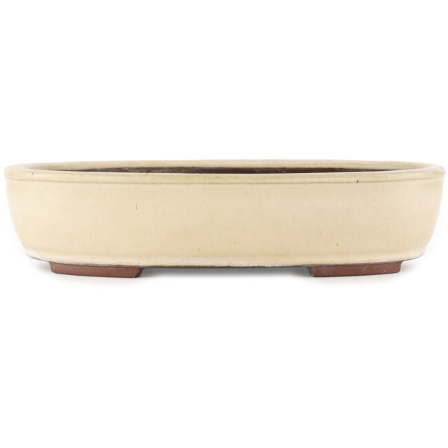 Oval white bonsai pot by Yamaaki - 340 x 280 x 75 mm