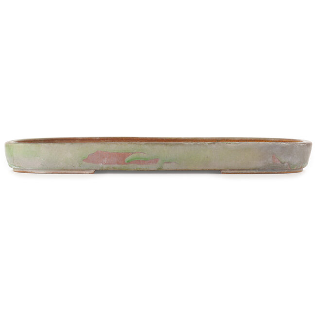 Ovale groene en witte bonsai pot van Hattori - 455 x 315 x 40 mm