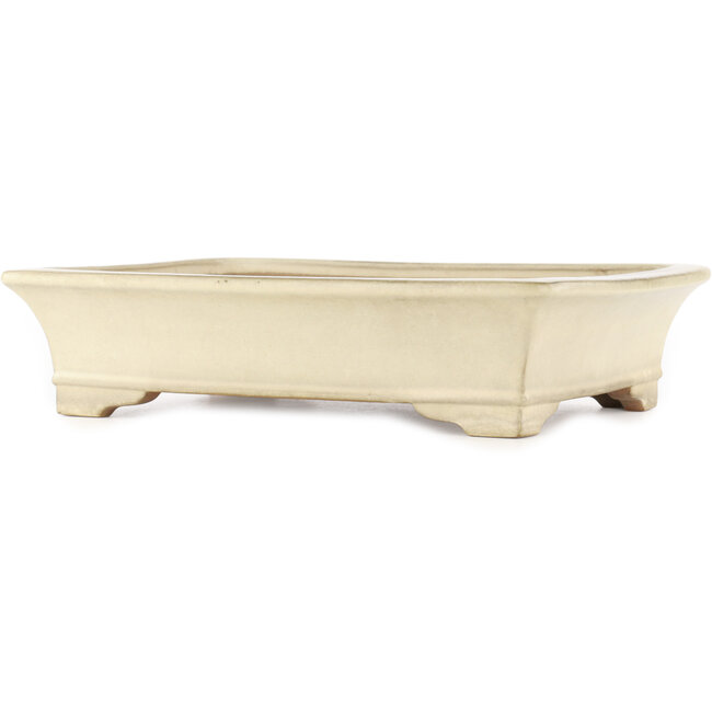 Rechthoekige gebroken witte bonsaipot van Yamafusa - 410 x 315 x 90 mm