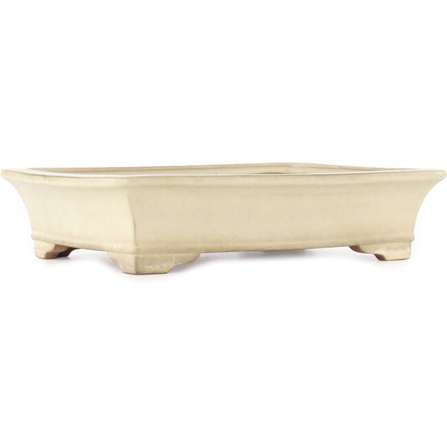 Pot à bonsaï rectangulaire blanc cassé de Yamafusa - 410 x 315 x 90 mm