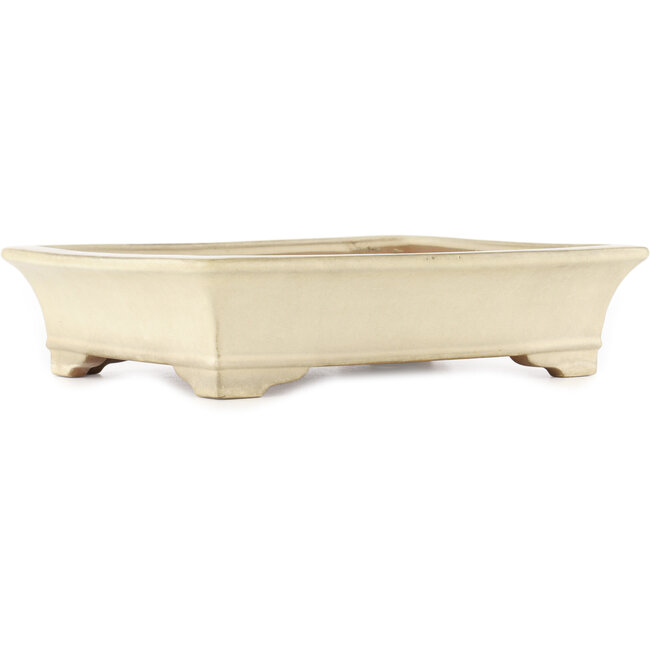 Rectangular off-white bonsai pot by Yamafusa - 410 x 315 x 90 mm