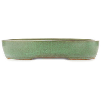 Yamafusa - Takehiko Koie 470 mm oval green bonsai pot by Yamafusa, Tokoname, Japan