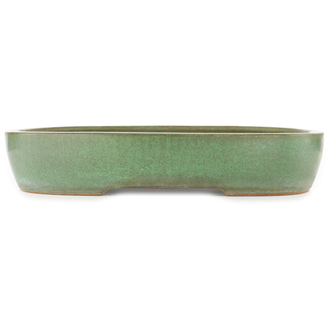 Oval green bonsai pot by Yamafusa - 470 x 465 x 80 mm