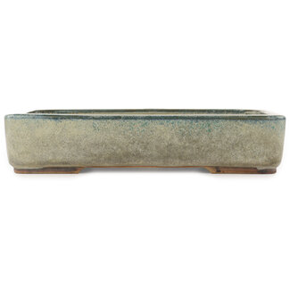 Ikkou - Watanabe Kazuhiro æ¸¡è¾ºä¸€å¼˜ 370 mm rectangular turquoise bonsai pot by Ikkou, Tokoname, Japan