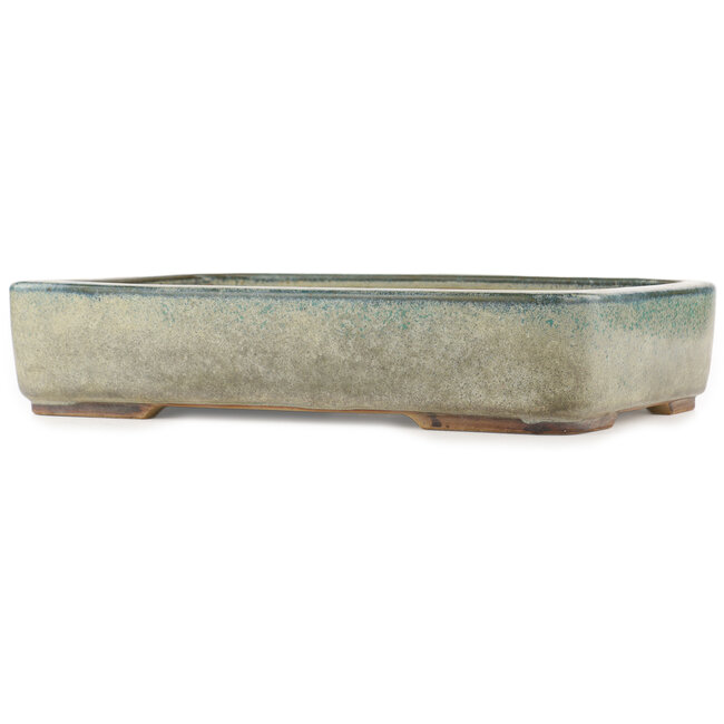 Rectangular turquoise bonsai pot by Ikkou - 370 x 260 x 75 mm