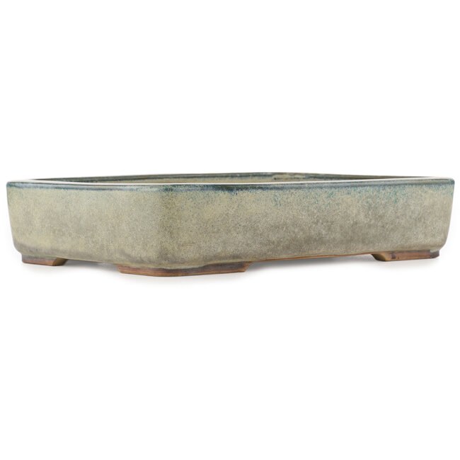 Rectangular turquoise bonsai pot by Ikkou - 370 x 260 x 75 mm