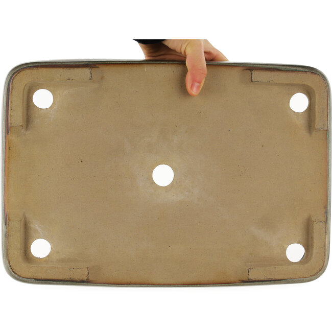 Maceta rectangular turquesa para bonsái de Ikkou - 370 x 260 x 75 mm