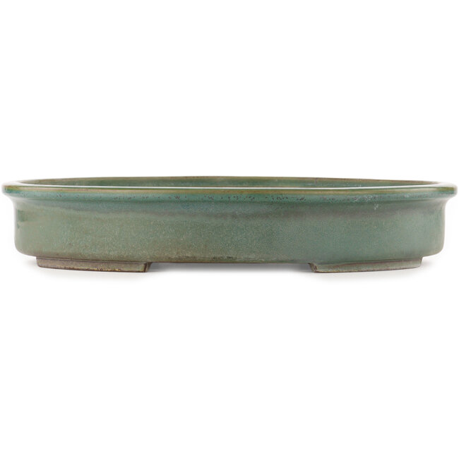 Pot à bonsaï ovale vert de Yamafusa - 430 x 350 x 70 mm
