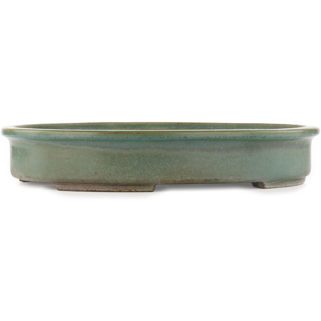 Pot à bonsaï ovale vert de Yamafusa - 430 x 350 x 70 mm