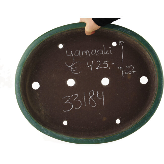 Maceta ovalada verde para bonsái de Yamafusa - 430 x 350 x 70 mm
