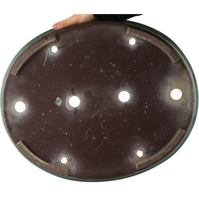 Pot à bonsaï ovale vert de Yamafusa - 430 x 350 x 70 mm