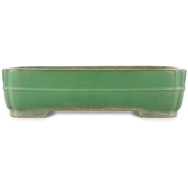 Maceta rectangular verde para bonsái de Yamafusa - 365 x 275 x 90 mm