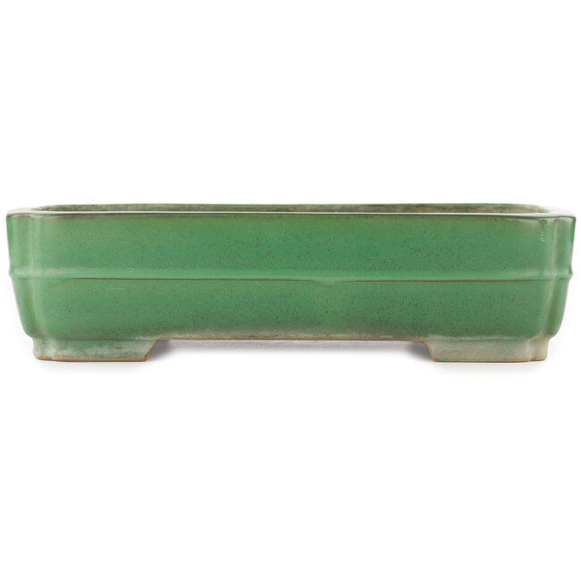 Pot à bonsaï rectangulaire vert de Yamafusa - 365 x 275 x 90 mm
