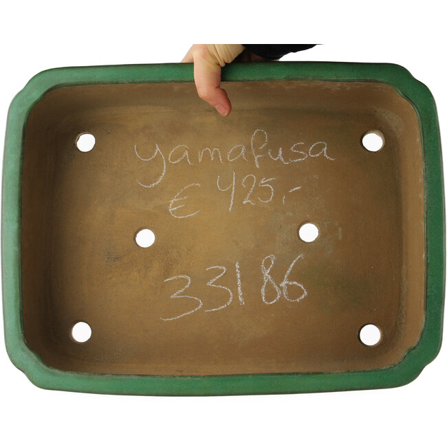 Rechthoekige groene bonsai pot van Yamafusa - 365 x 275 x 90 mm