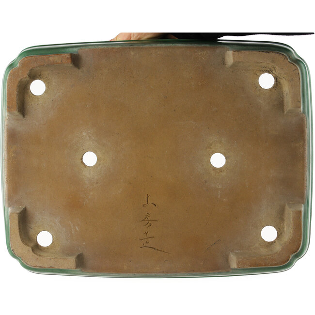 Rechthoekige groene bonsai pot van Yamafusa - 365 x 275 x 90 mm