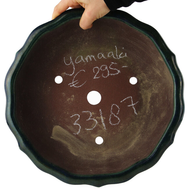 Pot à bonsaï Lotus vert par Yamaaki - 330 x 330 x 90 mm