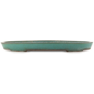 Reihou (Bonsai Matsushita Hiroyuki or Mr.MATSUSHITA Reiji    Master) 445 mm oval green bonsai pot by Reiho, Tokoname, Japan