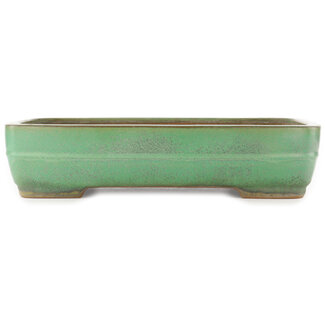 Yamafusa - Takehiko Koie Maceta rectangular verde para bonsái de 410 mm de Yamafusa, Tokoname, Japón
