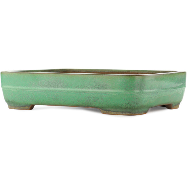 Maceta rectangular verde para bonsái de Yamafusa - 410 x 310 x 90 mm