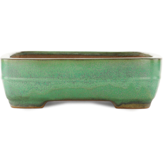 Pot à bonsaï rectangulaire vert de Yamafusa - 410 x 310 x 90 mm