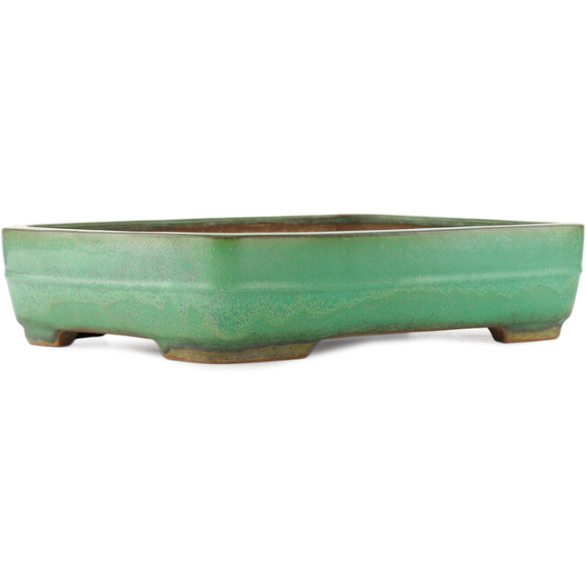 Maceta rectangular verde para bonsái de Yamafusa - 410 x 310 x 90 mm
