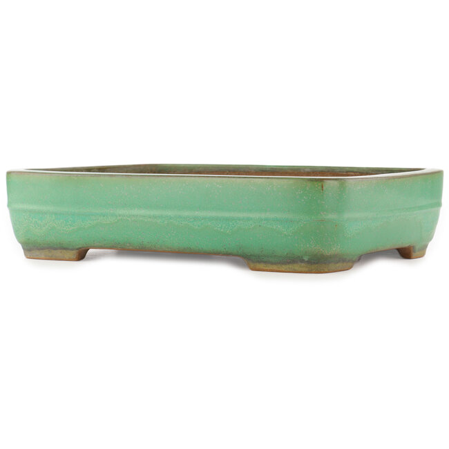 Pot à bonsaï rectangulaire vert de Yamafusa - 410 x 310 x 90 mm