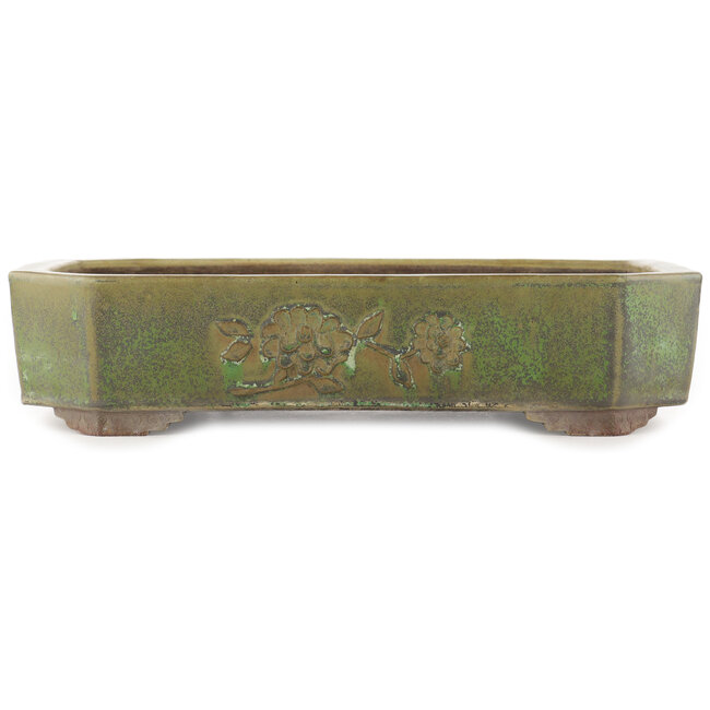 Rechthoekige groene bonsai pot van Yamaaki - 410 x 325 x 90 mm