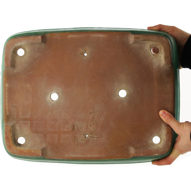 Vaso bonsai rettangolare verde di Yamafusa - 410 x 310 x 90 mm