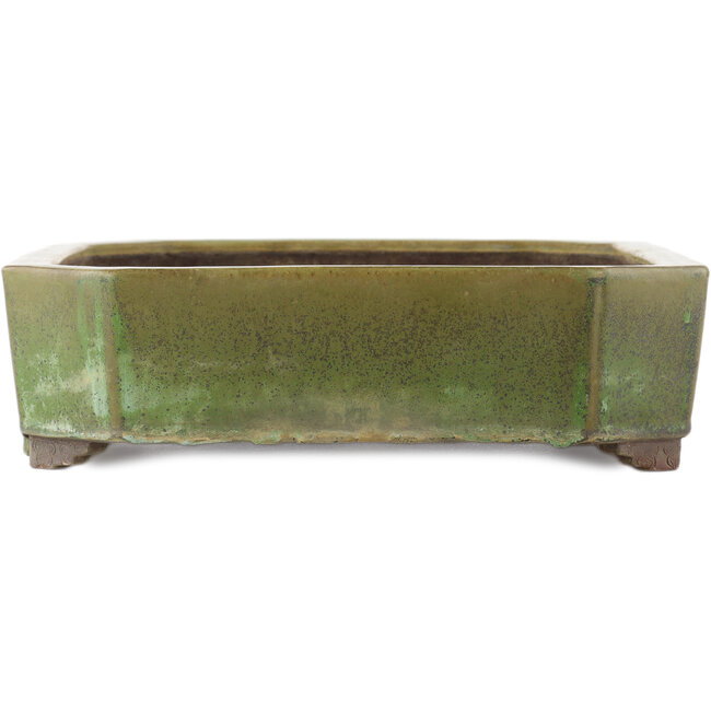 Maceta rectangular verde para bonsái de Yamaaki - 410 x 325 x 90 mm