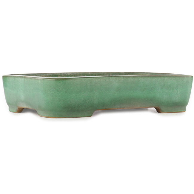Rectangular green bonsai pot by Yamafusa - 465 x 340 x 90 mm