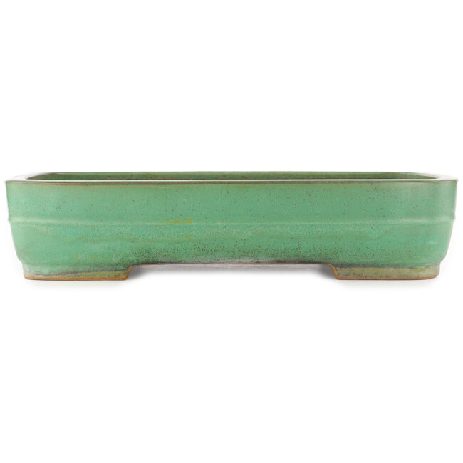 Pot à bonsaï rectangulaire vert de Yamafusa - 475 x 360 x 90 mm