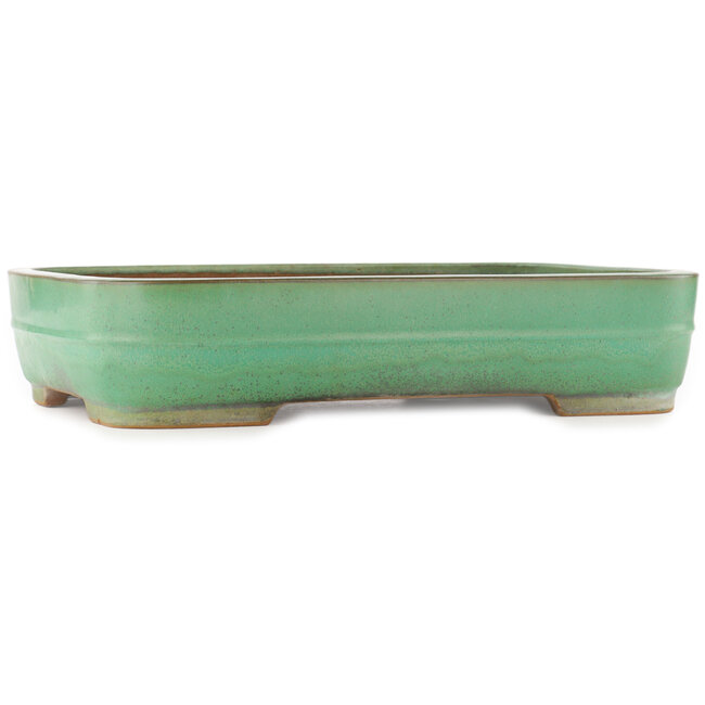 Rectangular green bonsai pot by Yamafusa - 475 x 360 x 90 mm