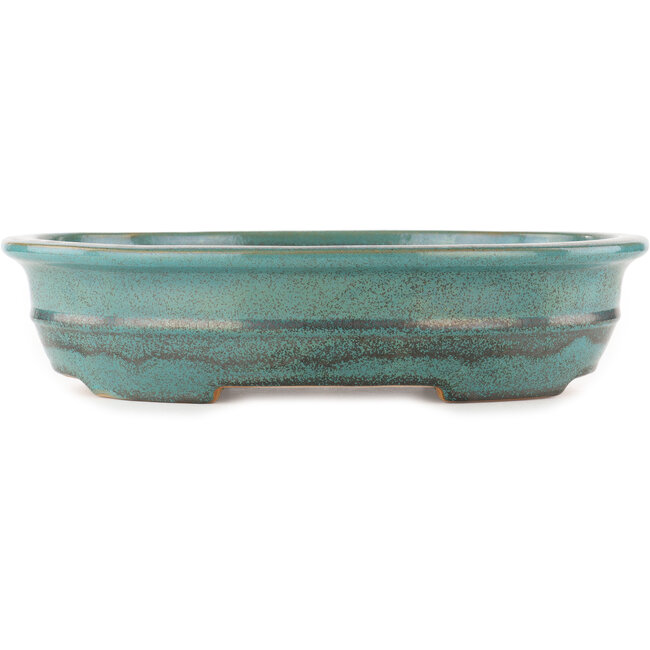 Oval turquoise bonsai pot by Reiho - 385 x 295 x 80 mm