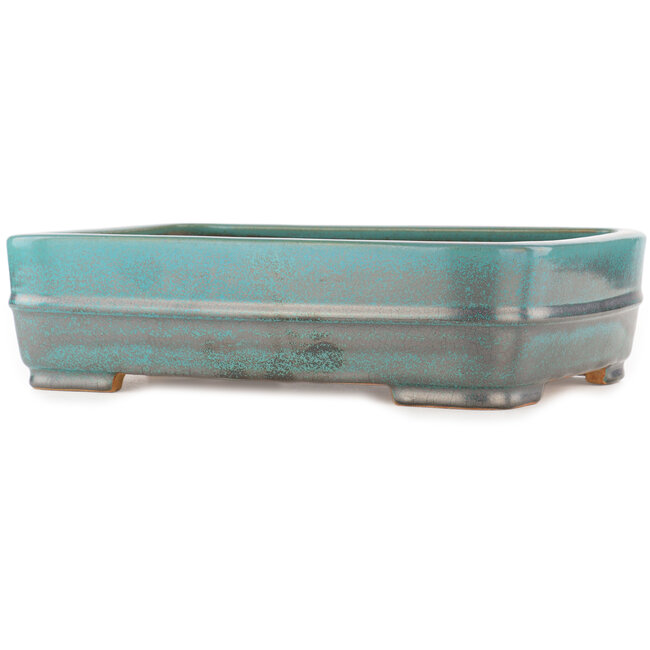 Rectangular turquoise bonsai pot by Reiho - 380 x 270 x 100 mm